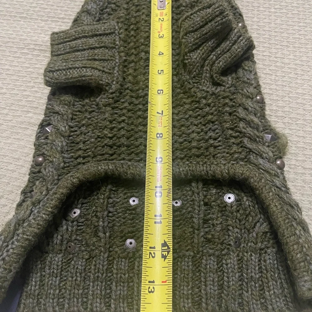 American Beagle Outfitters olive green dog sweater with studs